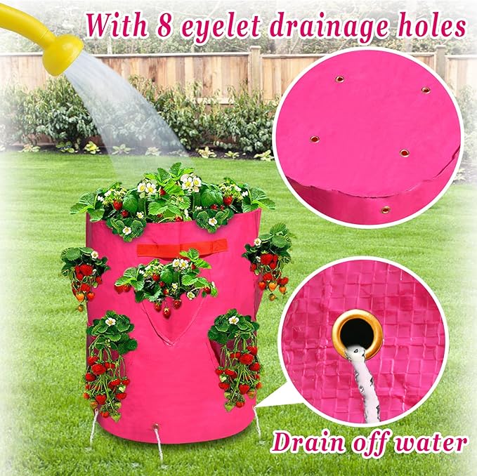 Strong Camel 11 Gallon Plant Pots Strawberry Grow Bags Garden Planter Bag for Potato Tomato Vegetables (3 Pack)