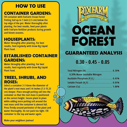 FoxFarm Ocean Forest Potting Soil, 1.5cu ft (Pack of 10) - Light, Aerated Texture, Designed for All Container Plants - pH Adjusted for Optimal Nutrient Uptake, Effectively Retains Moisture