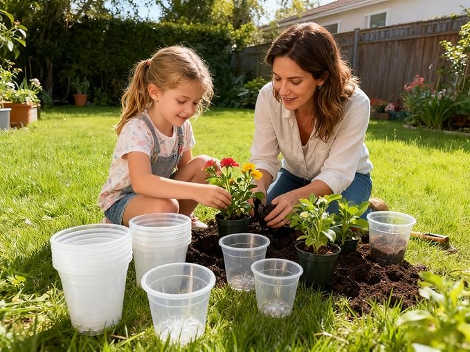 12 Pack 6.7/5/4.5 Inch Clear Plastic Pots for Plants，Thickened and Durable Nursery Pots for Plant，Plastic Plant Pot Seedling Planter Seed Starter Flower