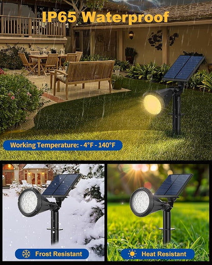 Solar Spot Lights Outdoor, 10 Pack Outdoor Solar Lights for Yard, 4 Lighting Mode Solar Landscape Spotlights with Auto On/Off, 2-in-1 Waterproof Wall Lights for Garden, Walkway (Warm White)