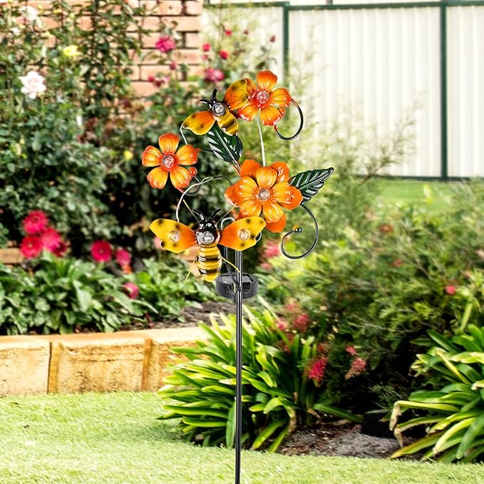 Solar Lights Outdoor Waterproof Garden Decor, Bee Solar Lawn Lights, Bee Solar Stake Lights for Courtyard Decoration, Garden Gifts for Women
