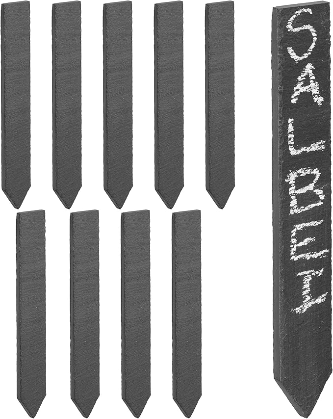 Relaxdays Plant Stakes, Set of 10, Garden & Herb Bed, Plant Signs for Labelling, 20 x 3 cm, Slate, Anthracite