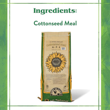 Down To Earth All Natural Fertilizers Organic Cottonseed Meal - Plant Food for Low pH Acid Soil Loving Plants 6-2-1, 20 lb