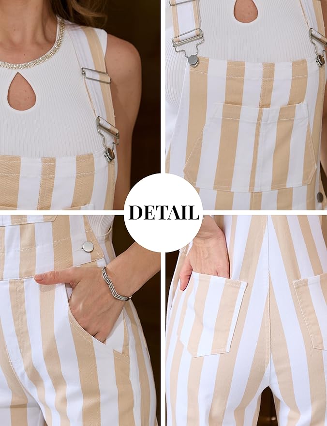 Bindefon Overalls for Women Fashion Jumpsuits Striped Pants Printed Bibs Coveralls White Elephant Gifts