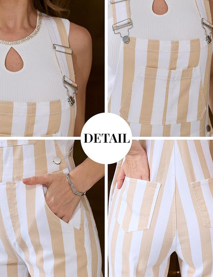 Bindefon Overalls for Women Fashion Jumpsuits Striped Pants Printed Bibs Coveralls White Elephant Gifts