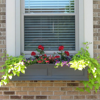 Mayne Fairfield 4-Foot Window Box – Self-Watering, Weather-Resistant Planter for Flowers – Durable Design for Outdoor Use, Perfect for Windows
