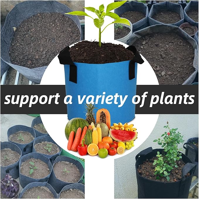 Grow Bags,Growing Pot Bags Garden Grow Bag Indoor Outdoor Fabric Aeration Plant Pot Container Flower Vegetable Pouch (Sky Blue,12Gallon)
