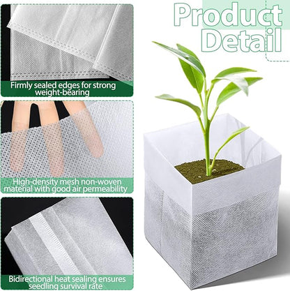 Augshy Nursery Growing Bags, 200Pcs Plant Grow Bag Non-Woven Fabric Seedling Pots Seedling Bag for Planting Seed Starting Pots Pouches for Vegetable Flower Fruit Saplings Tree (9" x 9")