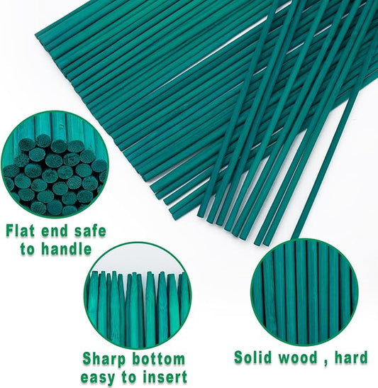 Plant Stakes 50 PCS Garden Green Bamboo Sticks Plant Support Stakes for Indoor and Outdoor Plants, Wooden Sign Posting Flower Pot Garden Stakes(15" 25pcs+17" 25pcs)