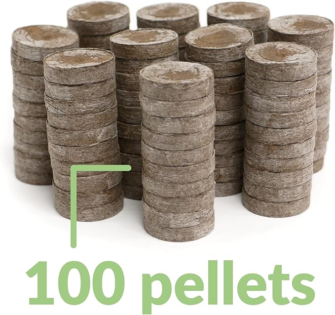 100 Count- Jiffy 36 MM Peat Soil Pellets Seeds Starting Plugs: Indoor Seed Starter- Start Planting Indoors for Transplanting to Garden or Planter Pot