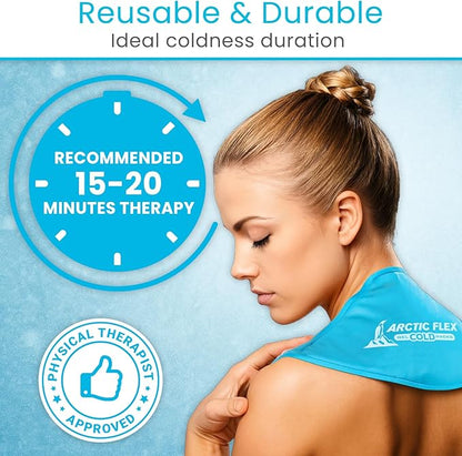 Arctic Flex Neck Ice Pack - Cold Compress Shoulder Therapy Wrap - Cool Reusable Medical Freezer Gel Pad for Swelling, Injuries, Headache, Cooler (X-Large (1 Pack))