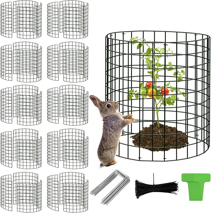 30Pcs Plant Protector from Animals: 10 Pack Metal Mesh Plant Cages to Keep Animals Out - Garden Protection Bunny Barricades from Chicken Squirrels Rabbits for Flowers Vegetables