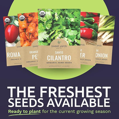 Organic Salsa Garden Seeds Variety Pack - 8 Individual Packs - 2026 Season - Cayenne Pepper, Roma Tomato, Cilantro and More! for Indoor & Outdoor Planting (Non-GMO, Certified Organic)