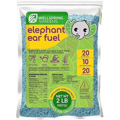 Elephant Ear Fertilizer Fuel - 2 Pounds - Water-Soluble 20-10-20 Blend - Wellspring Gardens