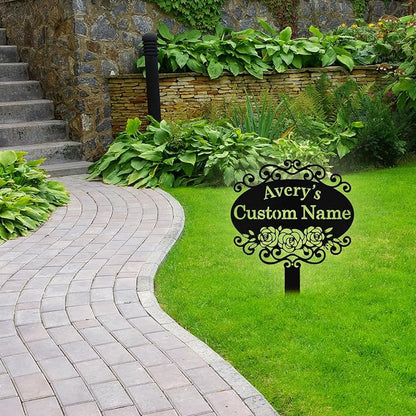 Custom Metal Garden Sign with Stake, Personalized Garden Signs for Outside, Customized Garden Name Signs for Yard Lawn Outdoor Decor Gardening Gifts for Moms Grandmas Gardeners