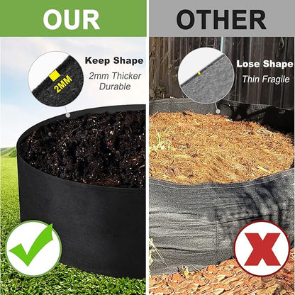 100 Gallon Large Grow Bag, Heavy Duty Fabric Round Raised Garden Bed Planter Pots for Planting Herb Flower Vegetable Potato Plants (50" D x 12" H, Black)