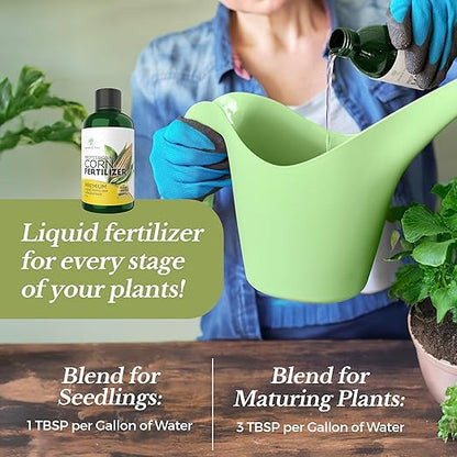 LEAVES AND SOUL Professional Liquid Corn Fertilizer | 5-1-5 Concentrate, Liquid Plant Fertilizer for Garden, Healthy Produce, Good Harvest, Multi-Purpose Blend & Gardening Supplies | 8 oz