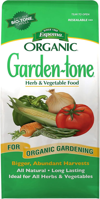 Espoma Organic Garden-Tone 3-4-4 Organic Fertilizer for Cool & Warm Season Vegetables and Herbs. Grow an Abundant Harvest of Nutritious and Flavorful Vegetables – 4 lb. Bag.