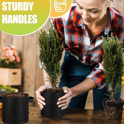 Nuanchu 24 Packs Grow Bags Bulk Aeration Fabric Pot with Handles Thickened Nonwoven Garden Bags to Healthy Root Growth Vegetables Heavy Duty Grow Pots Planting Planter for Flower Fruits (2 Gallon)