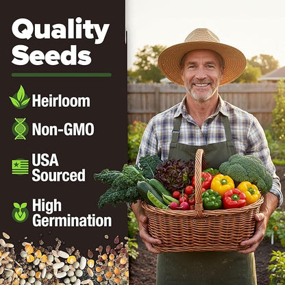 HOME GROWN 12 Fall Vegetable Seeds 9600+ Heirloom Seeds for Fall & Winter Planting – Beets, Broccoli, Cabbage, Kale, Onion, Pumpkin, Turnip, Lettuce, Peas & More for Home Garden