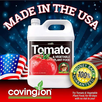 Covington Organic Liquid Tomato & Vegetable Fertilizer (32oz) – Easy-to-Use Water-Soluble Plant Food for Tomatoes, Peppers, and Edibles – Natural Garden Nutrients
