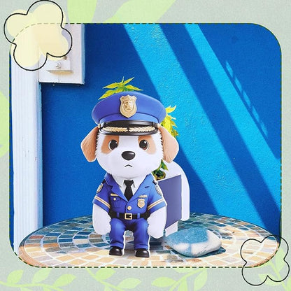 Officer-Style Dog Planter, Cute Animal Shape Flower Planters, Plant Pots for Indoor/Outdoor Garden Decor, Unique Gifts/Souvenirs for Pet Lovers (Officer-Style Dog)