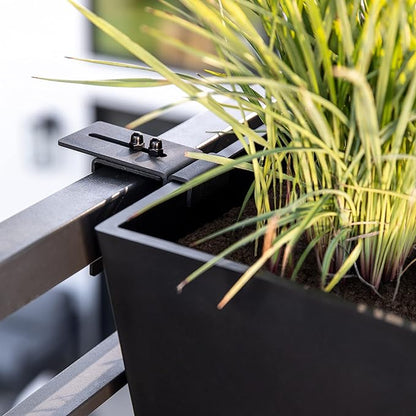 Veradek Pure Series Railing Planter - Plastic Hanging Planter for Outdoor Balcony/Fence | Durable All-Weather Use with Adjustable Brackets | Modern Décor for Flowers, Succulents, Hanging Plants