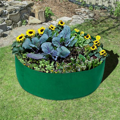 Firlar Fabric Raised Garden Bed, 100 Gallon Planting Bed Round Raised Planter Grow Bag Garden Bed Bag Planter Container for Plants, Herb, Flowers and Vegetables, Green
