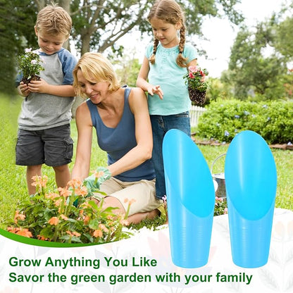 3-Pack Bonsai Soil Scoops, Plastic Garden Soil Scoops Bucket Shovel Potting Scoopers for Transplanting/Flower Planting/Plant Succulent, Colorful Small Gardening Tools [Blue]
