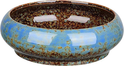 Bonsai Pot Water Lily Bowl Succulent Planter Ceramic Flower Pot Shallow Decorative Bowl for Home Office Garden Balcony (No Drainage Hole)