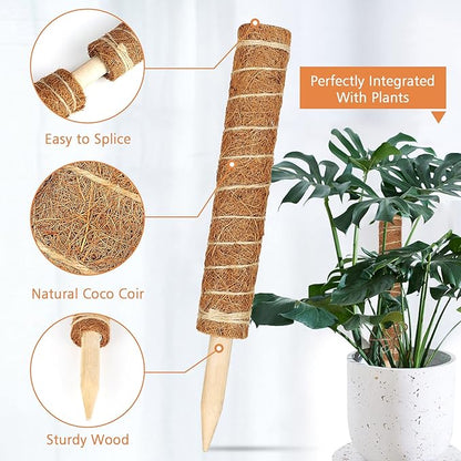 【4 Pack】 JJGoo Moss Pole, 17 inch Coco Coir Totem Poles Extending to 53 Inches, Plant Support Stick Plant Poles for Indoor Plants Climbing Plants Monstera, Sphagnum, Pothos