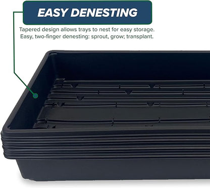 10 Plant Growing Trays (WITH Drain Holes) - 20" x 10" - Perfect Garden Seed Starter Grow Trays: For Seedlings, Indoor Gardening, Growing Microgreens, Wheatgrass & More - Soil or Hydroponic