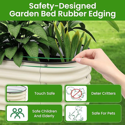 Raised Garden Beds 8 X 2 X 1.4Ft, Galvanized Raised Garden Beds Outdoor Planter Box for Vegetables, Gardening, Flowers, Fruits etc (Ivory)