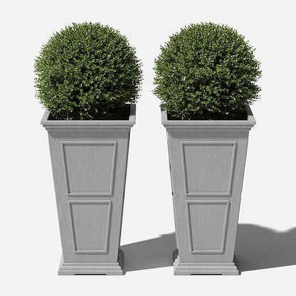 Veradek Brixton Series Tall Planter - Large Outdoor Planter for Front Porch/Patio | Crack-Resistant Plastic for All-Weather Use | Classic Estate Design for Tall Plants, Flowers, Trees