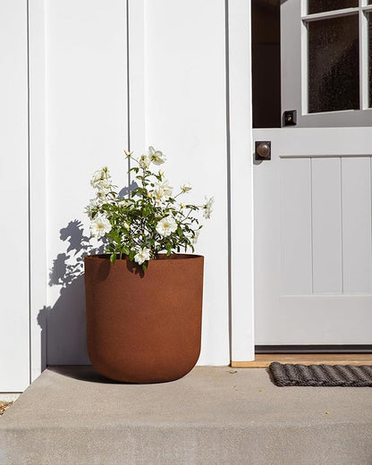 Veradek Patina Series Kona Planter - Round Planter for Outdoor Porch/Garden | Naturally Rusting Planter for All-Weather Use