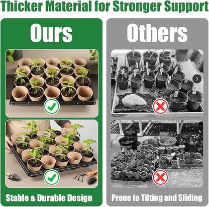 20 Cell Plant Trays for Carrying 3 inch Round Nursery Pots, Sturdy Plastic Trays Suitable for Holding 200 pcs Peat Pots (10 Packs)