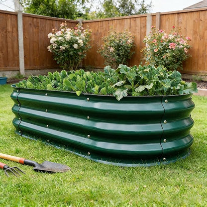 Gardmax 2 Pack Galvanized Raised Garden Bed, Lightweight Planter Boxes Outdoor with Easy Assembly, Large Garden Bed for Vegetables, Fruits, Flower Dark Green