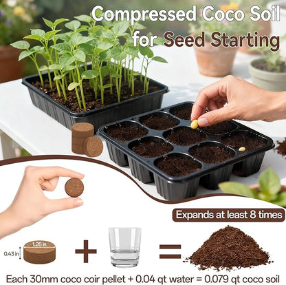 Halatool 200 Pcs 30mm Organic Coco Coir Pellets Seed Starter Soil, Compressed Coconut Coir Potting Soil Discs for Planting Vegetables, Fruits, Flowers