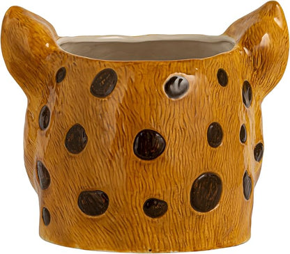 Creative Co-Op Ceramic Cheetah Head Planter, Multicolor