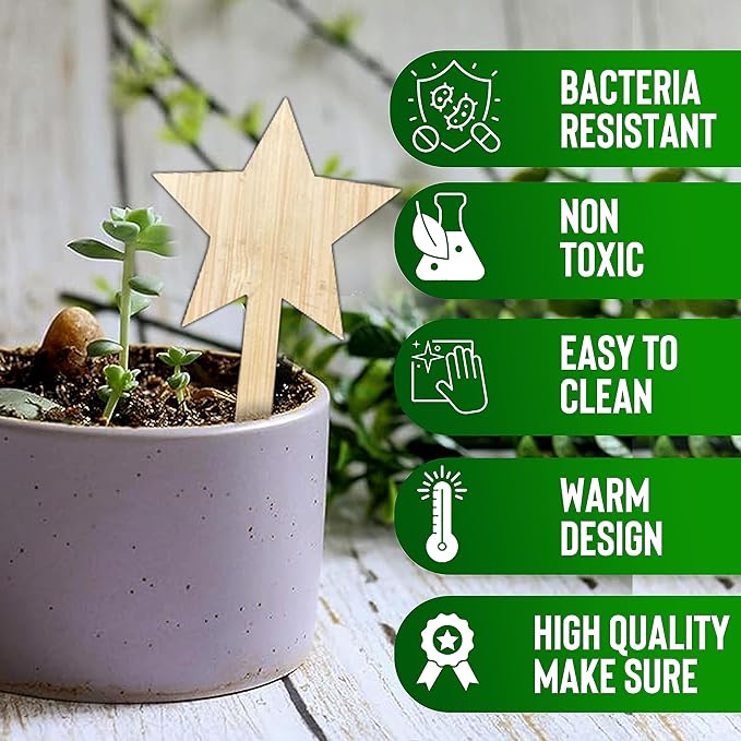 Celestial Bamboo Plant Labels 60Pcs Plant Tags Plants Outdoor Garden Markers Vegetable Seedling Label Plant Name Sign Indoor Waterproof with Bonus a Pen（4 * 2.4 Inch） -20 Sun -20 Star -20 Moon