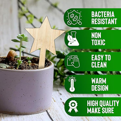 Celestial Bamboo Plant Labels 60Pcs Plant Tags Plants Outdoor Garden Markers Vegetable Seedling Label Plant Name Sign Indoor Waterproof with Bonus a Pen（4 * 2.4 Inch） -20 Sun -20 Star -20 Moon