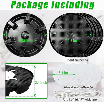 4 Pcs Self-Watering Fabric Pot Base, Auto-Irrigation System Plant Saucer for 5 Gallon Fabric Pots, Auto Watering Plant Water Tray Self Watering System for Indoor Greenhouses Grow Tents Gardens