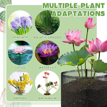 8 Pcs Pond Plant Baskets, Square Reusable Aquatic Planting Bags Breathable Mesh Garden Water Plant Pot for Water Lily Gladiolus Bog and Terrestrial Plants (7 Inch)