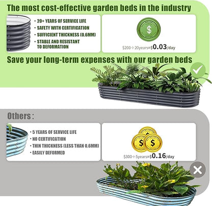 Round Raised Garden Beds, 42''x42''x17''Outdoor Galvanized Garden Planter Box for Vegetable Fruits Flower Herb (Deep Grey)