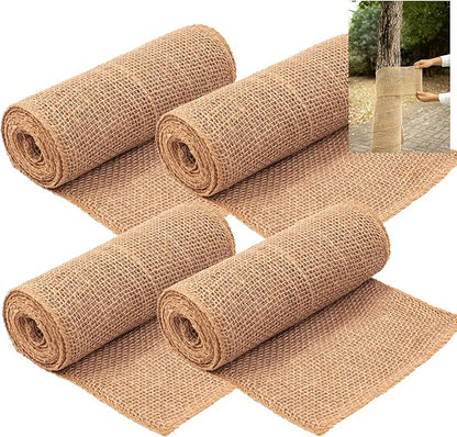 4 Rolls Natural Jute Burlap Tree Wraps, 7.8"×9.8' Winter Tree Protector Wraps Garden Trees Trunk Guard Plant Wrap Shrub Plants Bandage Wrap for Keep Plant Warm