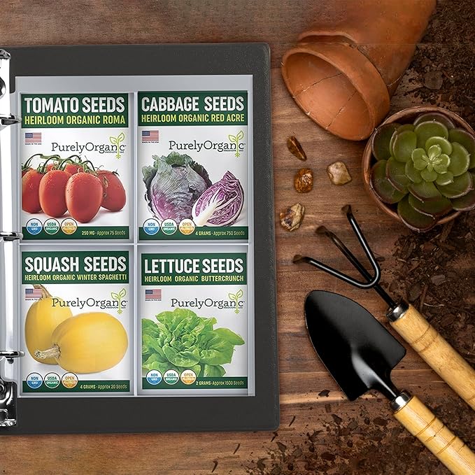 Performore Seed 400 Storage Organizer Sleeves (3.5" x 5.25") – 4 Pocket Garden Seed Organizer Fits Standard 3-Ring Binders – for Seed Packets, Coupons, Photos, and Cards – 50 Pack