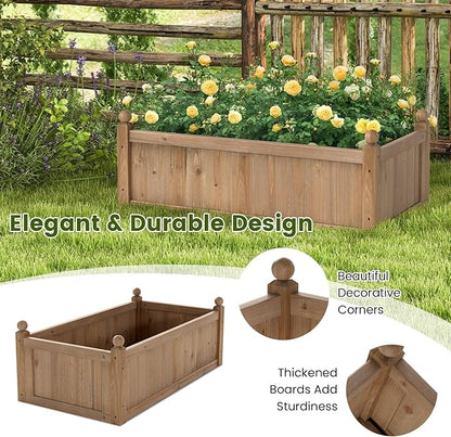 Giantex Wood Raised Garden Bed, 46"x24"x16" Rectangular Planter Box w/Drainage Holes for Growing Vegetables, Flowers, Herbs, Fruits, Easy Assembly, Outdoor Planting Bed for Backyard, Garden, Lawn