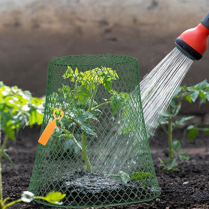 Geosar 30 Pcs 9 inch Chicken Wire Cloche Plant Protector Cover Metal Garden Cloche Dome for Plants Chicken Wire Protection Basket with Garden Stakes for Avoiding Rabbit Bird Small Animals Eat (Green)