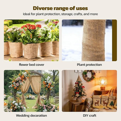 40 Inch x 75 Feet Garden Burlap Fabric - Heavy Duty Burlap Roll, High Denisty Jute Fabric Natural Burlap for Plant Protection, Weed Barrier, Wedding Decor and DIY Crafts