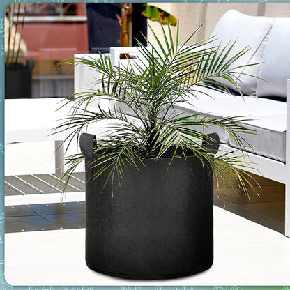 Hoolerry 7 Pack Black Plant Grow Bags Thickened Non Woven Grow Bags in 4 Sizes 10, 7, 5 and 3 Gallons Aeration Fabric Pots with Handles